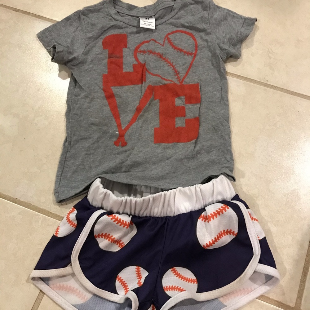 Girls 2T baseball outfit